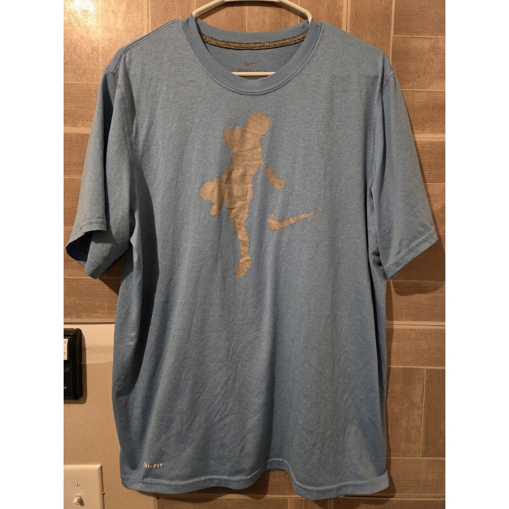 Nike Lacrosse Legacy Dri-Fit Mens T‎ Shirt Gray Short Sleeve L Sports Gear